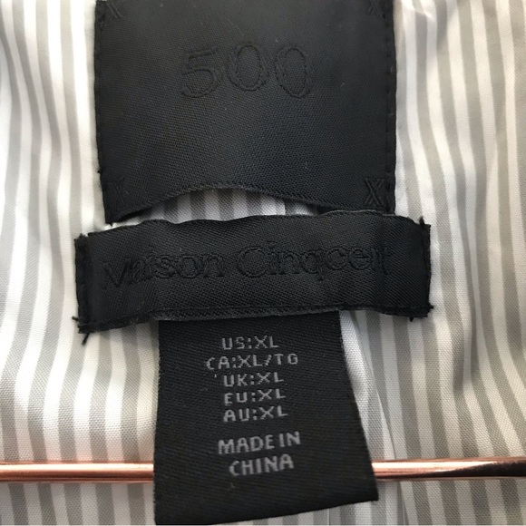 500 Maison Cinqcent Blue Denim Puff Sleeve Blazer Crop XL Jacket - Picture 3 of 16